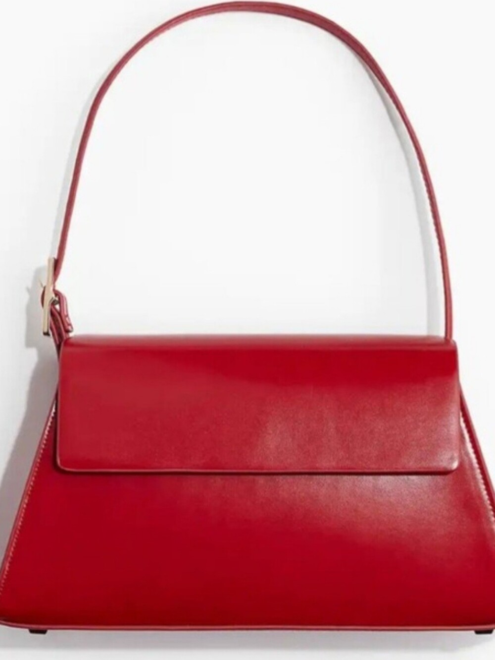 H&M Red Flared Shoulder Bag Faux Leather Structured Minimalist Y2K Purse